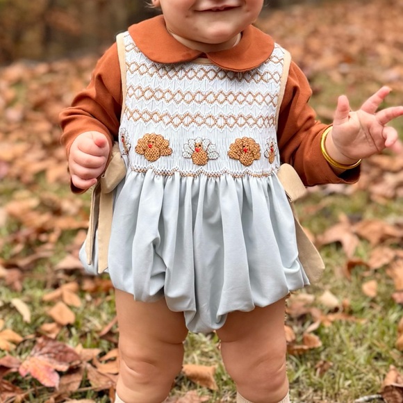 Girls Smocked Turkey Bubble - Picture 2 of 2